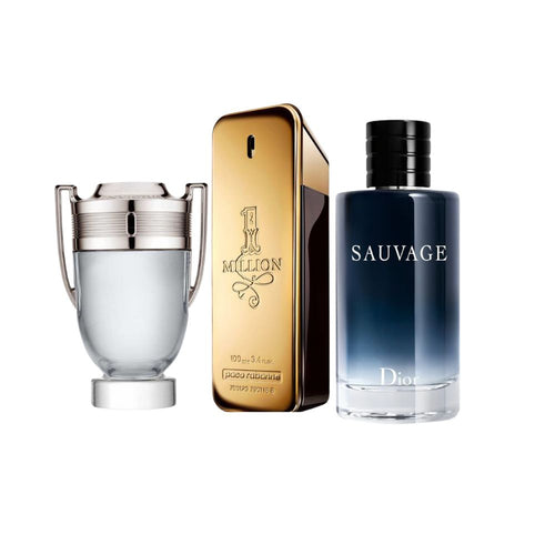 iNUEVO COMBO X3 DE PERFUMES:INVICTUS, ONE MILLION Y DIOR SAUVACE