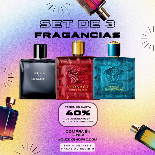 OFERTA 3 FRAGANCIAS POR 1 - VERSACE EROS + FLAME + BLEU DE CHANEL