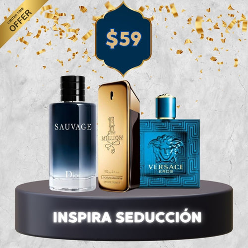 COMBO SEDUCTION. DIOR SAUVAGE, ONE MILLION Y VERSACE EROS